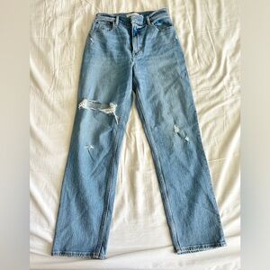 Abercrombie & Fitch Blue Denim Ultra High Rise 90's Straight Jeans